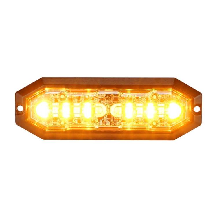Duoblitzlys 12 LED, 12-24V DC, 20W Orange + Hvita LED, klar linse